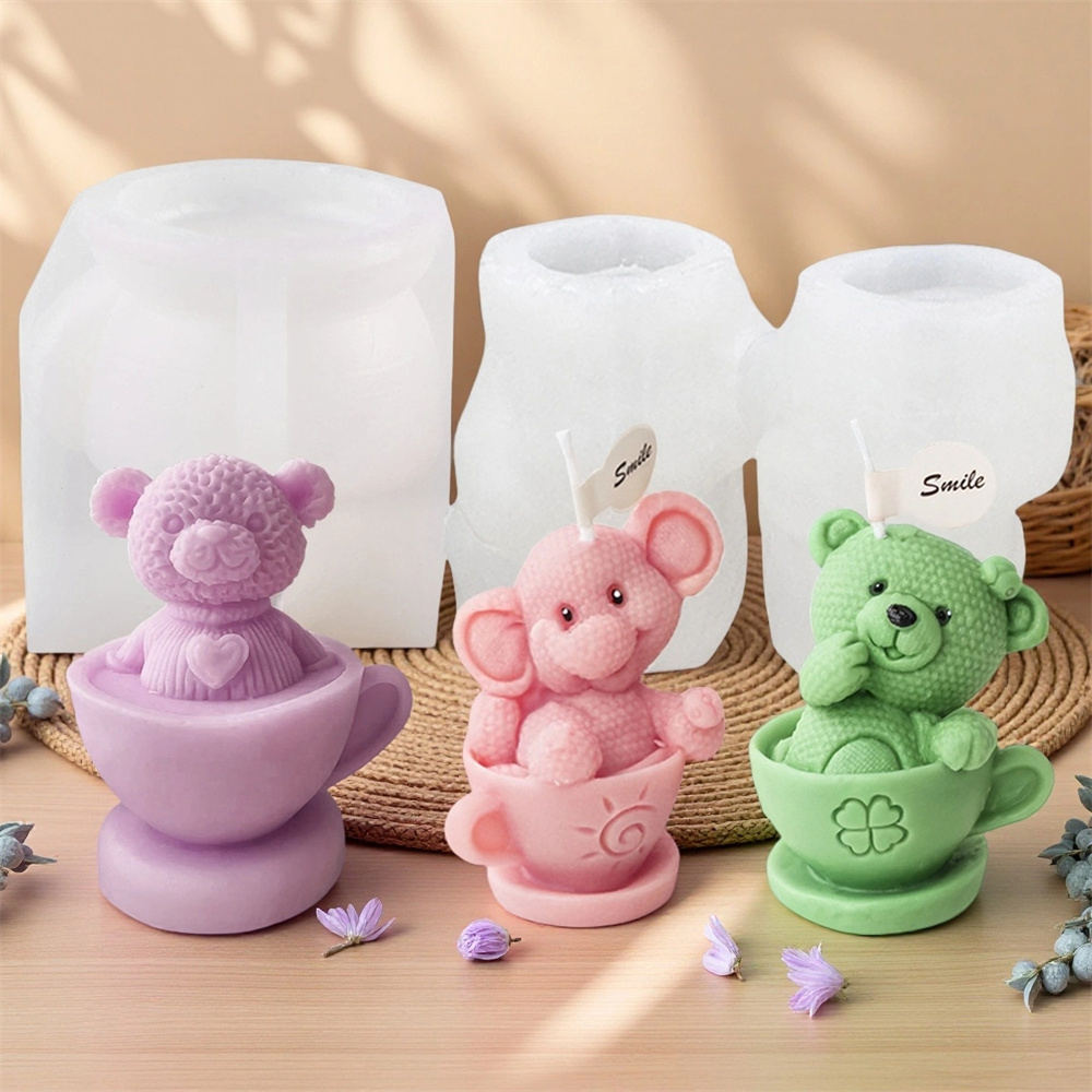 테디베어 컵 실리콘 몰드 만화 곰 양초 비누 몰드 DI - Soap Making Jug 리뷰 및 가격
